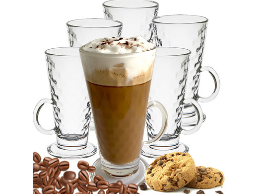 6x Luxe Latte Macchiato / Irish Coffee Glas | Honingraat | 260 ml