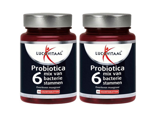 2x Lucovitaal Probiotica 6 Bacteriestammen Kauwtabletten | 60 Capsules